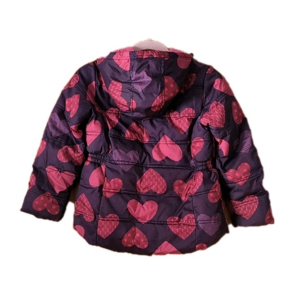Faded Glory Kids' Puffer Jackets for Girls Plum/Pink With Hearts size 6 defects - Picture 2 of 10